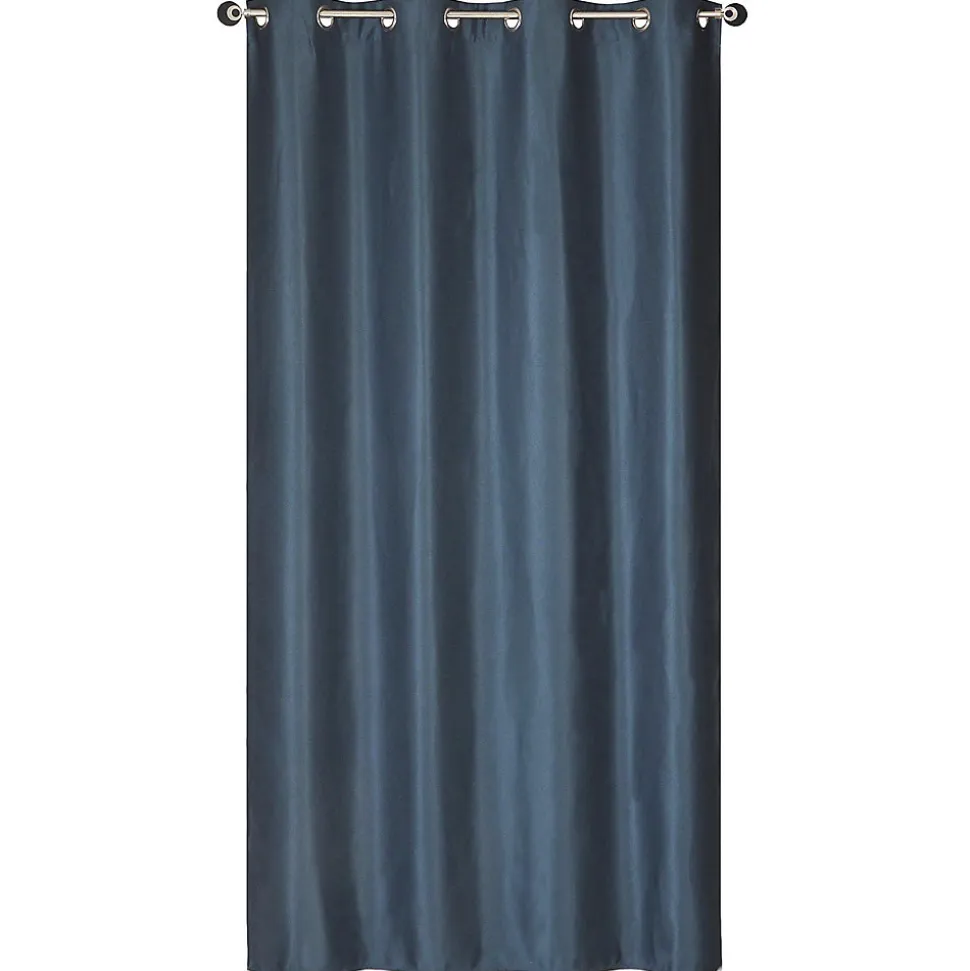 Rideau Jacquard Obscurissant en Bleu Marine 140x240cm avec Œillets - Prêt à Poser