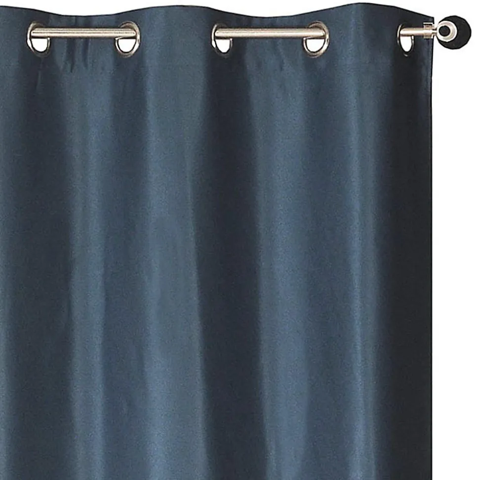 Rideau Jacquard Obscurissant en Bleu Marine 140x240cm avec Œillets - Prêt à Poser