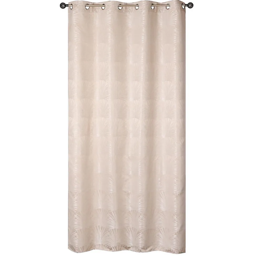 Rideau Jacquard Palme tropical à œillets 140x240cm, Beige.