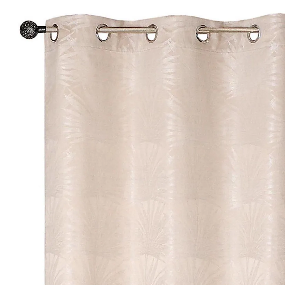 Rideau Jacquard Palme tropical à œillets 140x240cm, Beige.