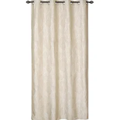 Rideau Jacquard Végétal Prêt à Poser Beige 140x240cm