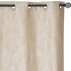 Rideau Jacquard Végétal Prêt à Poser Beige 140x240cm