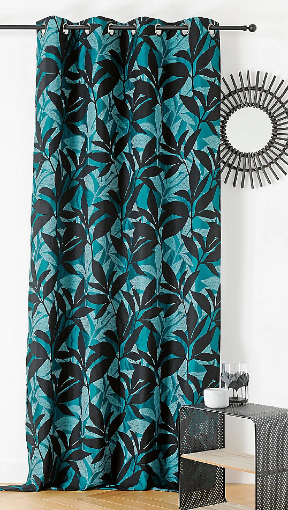 Rideau Korba bleu Linder l.140 x H.240 cm
