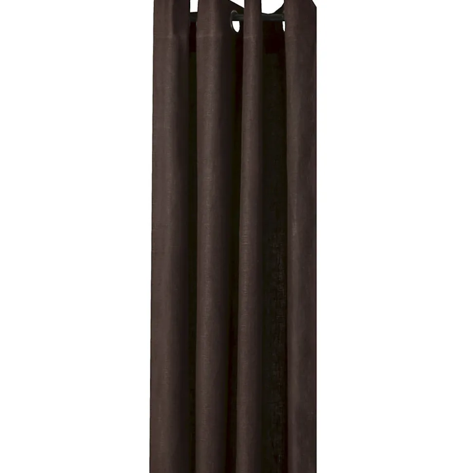 Rideau lin oeillets chocolat 140x250