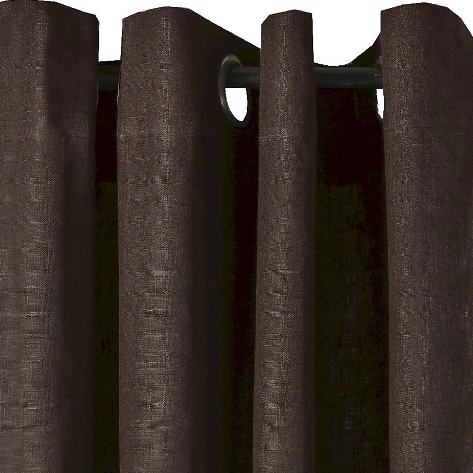 Rideau lin oeillets chocolat 140x250