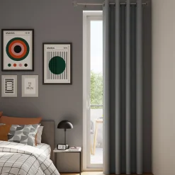 Rideau occultant à œillets effet tissé Pasig gris L.260 x l.140cm GoodHome