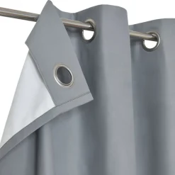 Rideau occultant à œillets effet tissé Pasig gris L.260 x l.140cm GoodHome