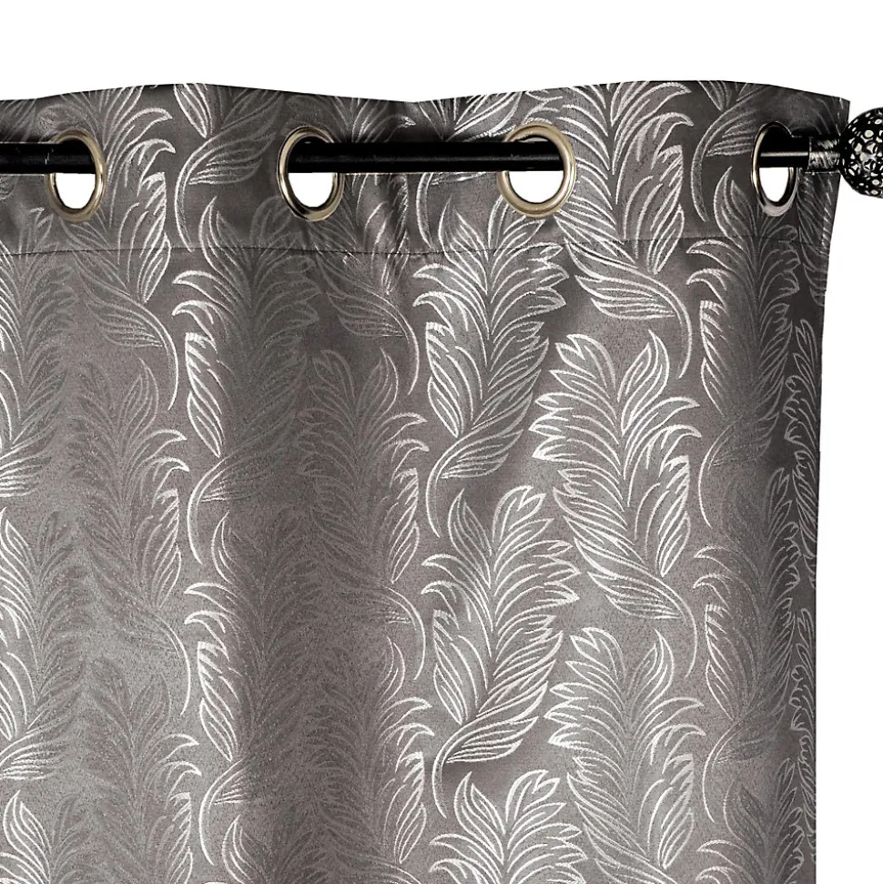 Rideau occultant à œillets imprimé feuilles gris L.240 x l.140cm Dylrev