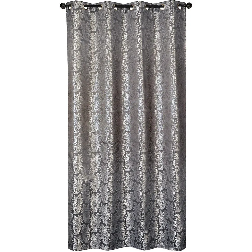Rideau occultant à œillets imprimé feuilles gris L.240 x l.140cm Dylrev