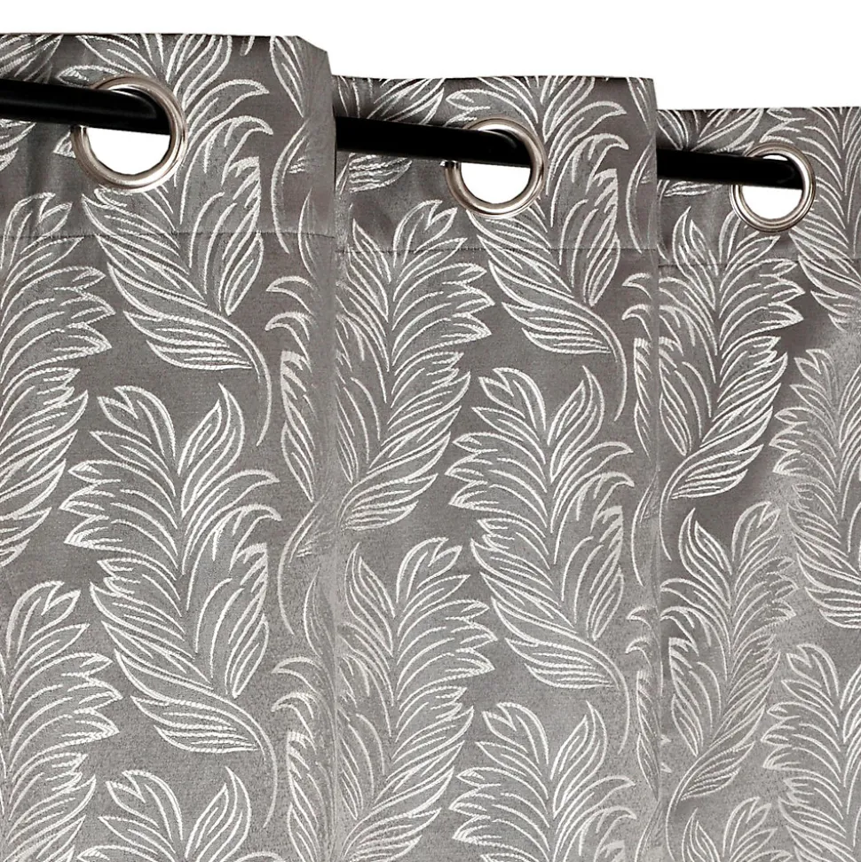 Rideau occultant à œillets imprimé feuilles gris L.240 x l.140cm Dylrev