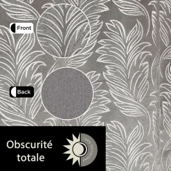 Rideau occultant à œillets imprimé feuilles gris L.240 x l.140cm Dylrev