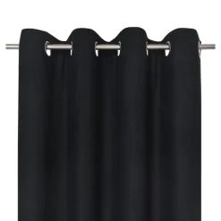 Rideau occultant à œillets effet tissé Pasig noir L.260 x l.140cm GoodHome