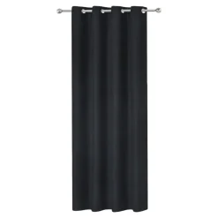 Rideau occultant à œillets effet tissé Pasig noir L.260 x l.140cm GoodHome
