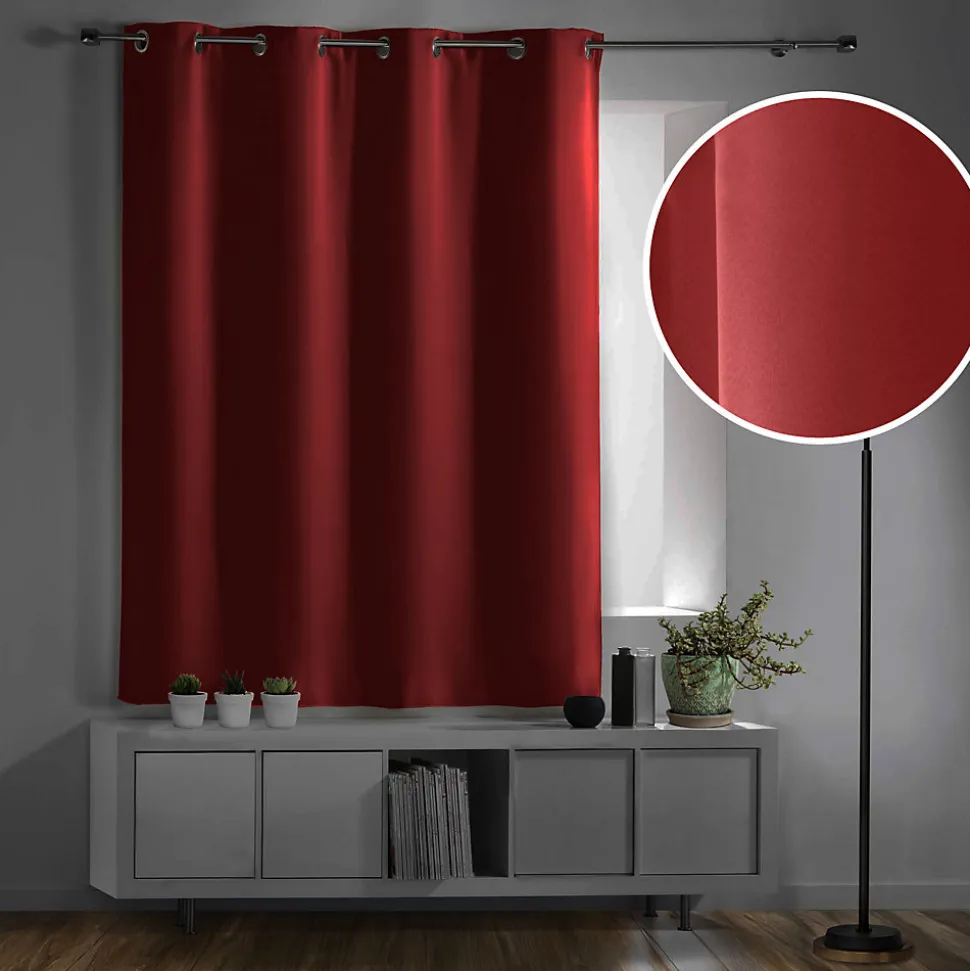 Rideau occultant à œillets 135 x 180 cm Uni Grenade Petite hauteur -