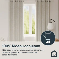 Rideau occultant à œillets effet flanelle Dumi beige L.260 x l.140cm GoodHome