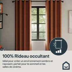Rideau occultant à œillets Novan terracotta L.240 x l.140 GoodHome