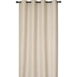 Rideau Occultant à œillets 140x260cm, uni sans couture, Prêt à Poser grande Hauteur, Beige.