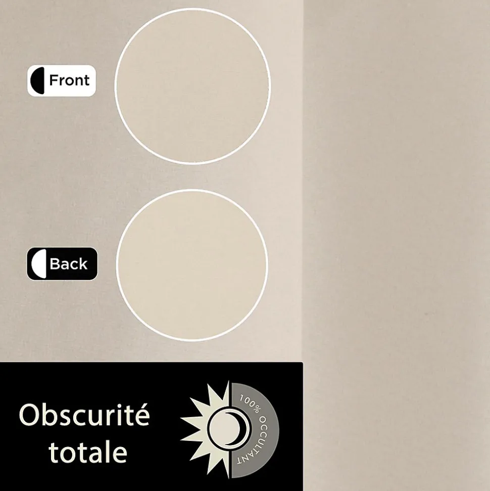 Rideau Occultant à œillets 140x260cm, uni sans couture, Prêt à Poser grande Hauteur, Beige.