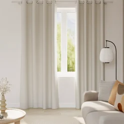 Rideau occultant à œillets effet tissé Pasig beige lin L.260 x l.140cm GoodHome