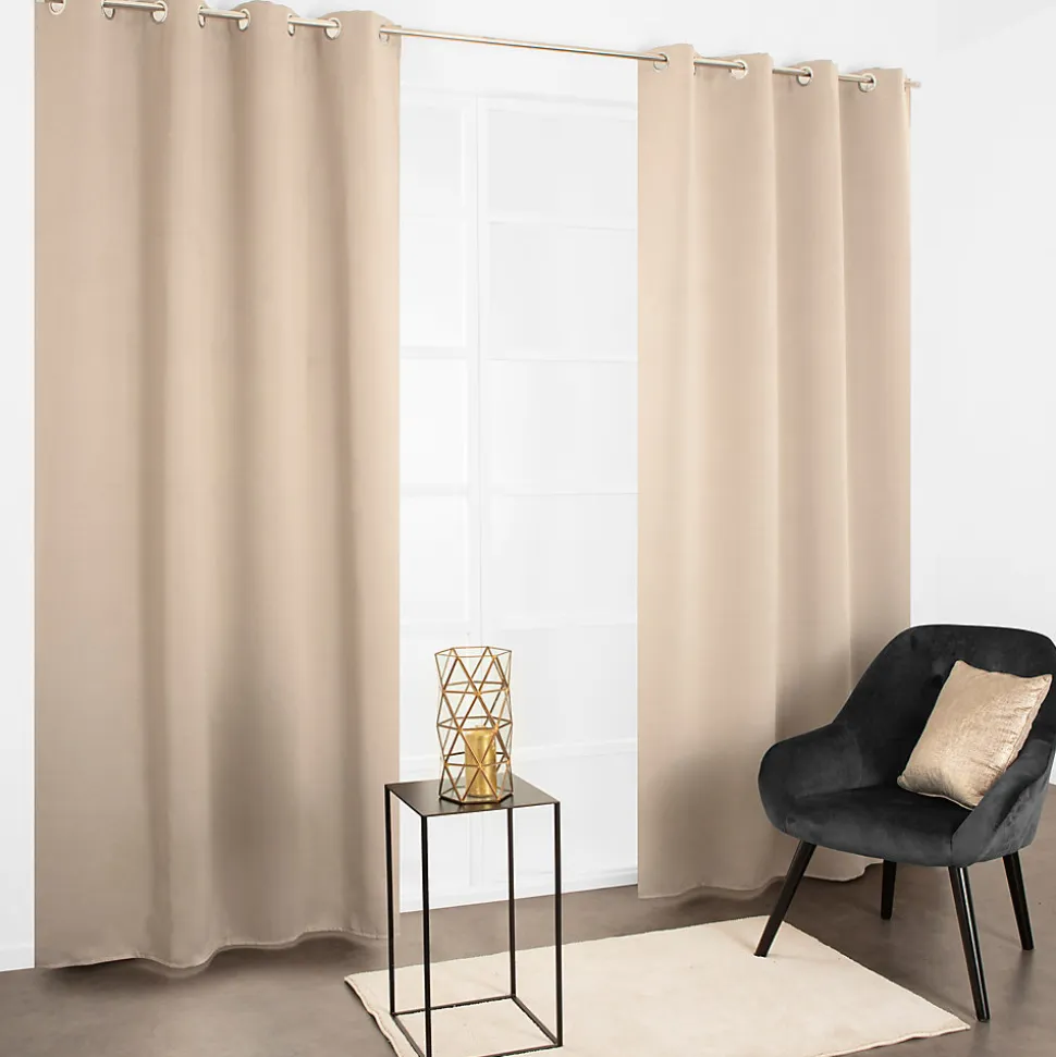 Rideau occultant à œillets uni Sky beige écru L.240 x L.135cm JBY Creation