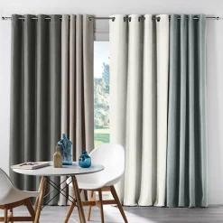 Rideau occultant à œillets 135 x 240 cm chambray uni Chinéa Blanc