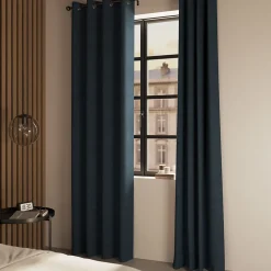 Rideau occultant à œillets effet chenille Isti bleu marine L.260 x l.140cm GoodHome