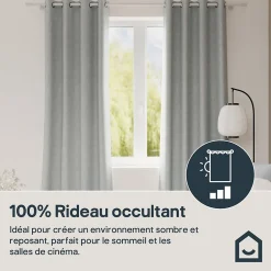 Rideau occultant à œillets effet flanelle Dumi gris L.260 x l.140cm GoodHome