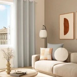 Rideau occultant à œillets effet flanelle Dumi gris L.260 x l.140cm GoodHome
