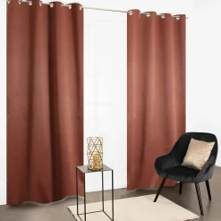Rideau occultant à œillets uni Sky terracotta L.240 x L.135cm JBY Creation