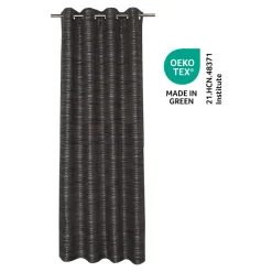 Rideau occultant à œillets effet chenille Taman rayures gris L.260 x l.140cm GoodHome