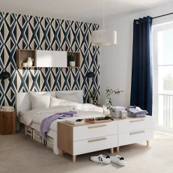 Rideau occultant à oeillets bleu L.260 x l.140 cm GoodHome, Novan