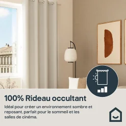 Rideau occultant à oeillets effet tissé Novan blanc optique L.260 x l.140cm GoodHome
