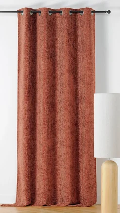Rideau occultant à oeillets Aspen terracotta L.250 x l.135cm Linder