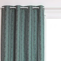 Rideau occultant "Dana" en métal 140x240cm vert foncé jacquard - Atmosphera