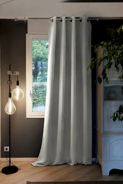 Rideau occultant doublure polaire polyester gris 140x280 cm