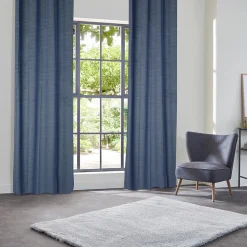Rideau occultant effet velours Yupi bleu indigo 135x260cm - Atmosphera