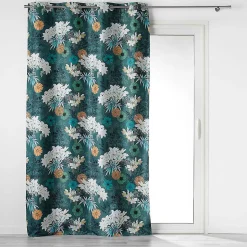 Rideau occultant en microfibre fleurie (135x260 cm - Multicolore)