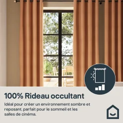 Rideau occultant en suédine à œillets Komod marron camel L.260 x l.140cm GoodHome
