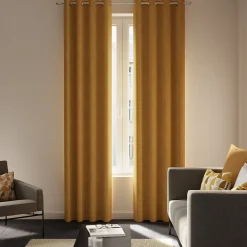 Rideau occultant en suédine à œillets Komod jaune moutarde L.260 x l.140cm GoodHome