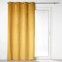 Rideau occultant en velours uni (135x260 cm - Jaune)