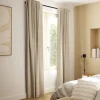 Rideau occultant galon fronceur, tissu effet tissé beige lin H.300 x l.140cm, GoodHome Novan
