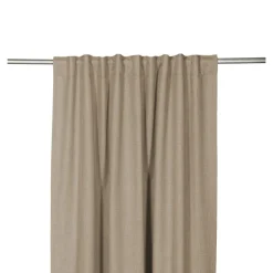 Rideau occultant galon fronceur, tissu effet tissé beige lin H.300 x l.140cm, GoodHome Novan
