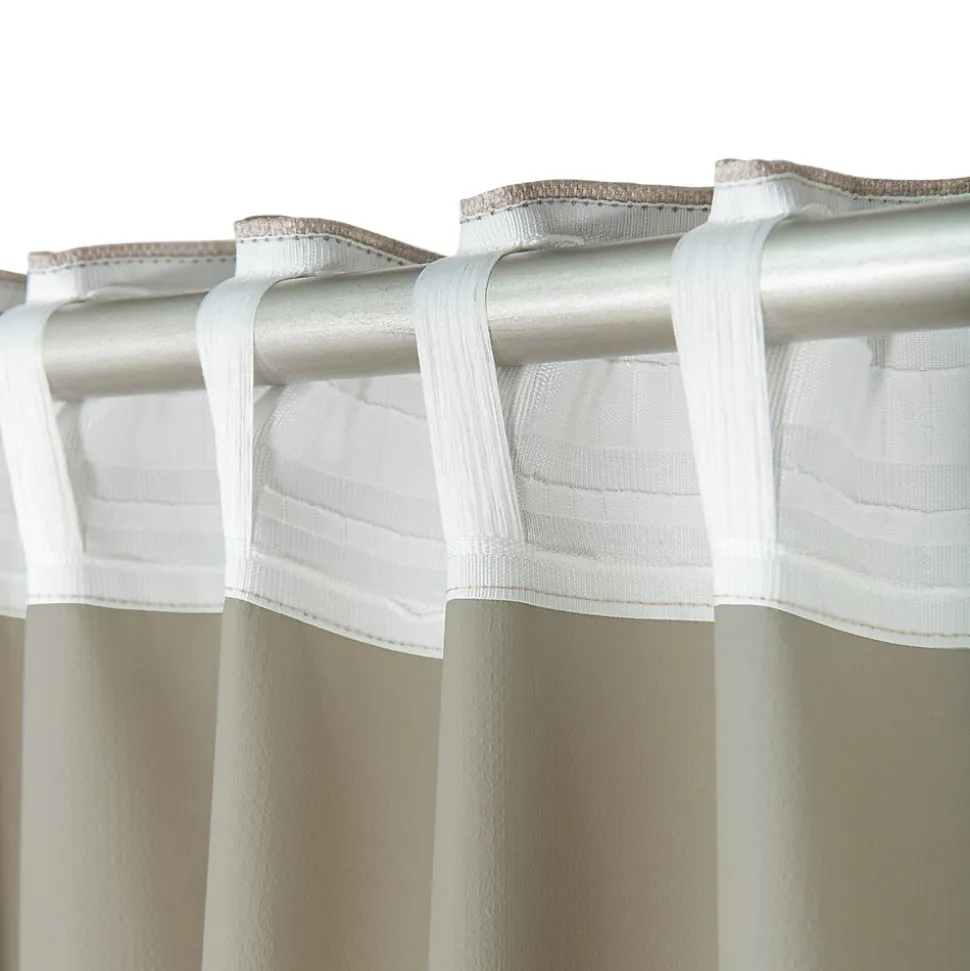 Rideau occultant galon fronceur, tissu effet tissé beige lin H.300 x l.140cm, GoodHome Novan