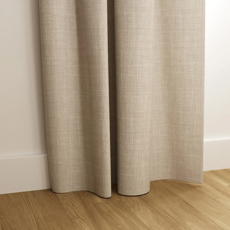 Rideau occultant galon fronceur, tissu effet tissé beige lin H.300 x l.140cm, GoodHome Novan