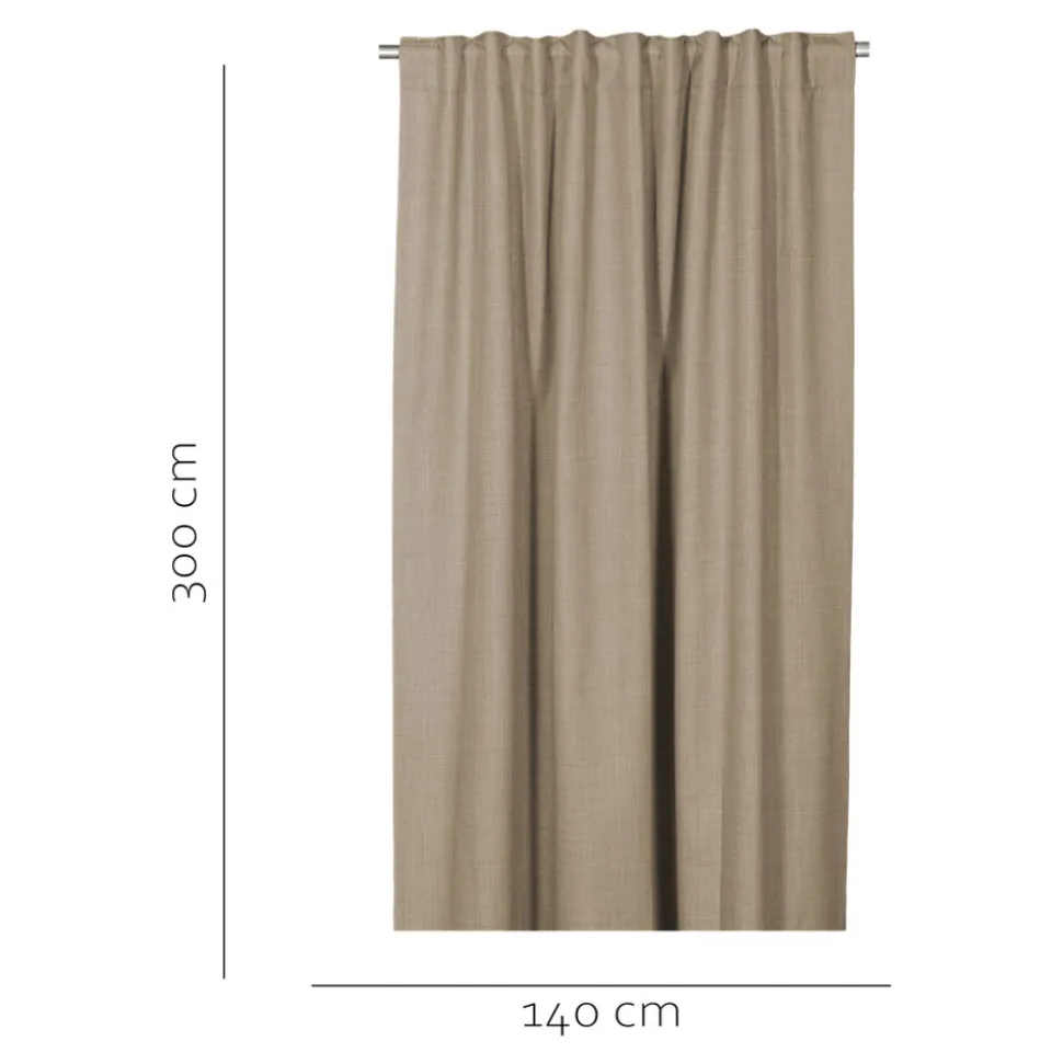 Rideau occultant galon fronceur, tissu effet tissé beige lin H.300 x l.140cm, GoodHome Novan