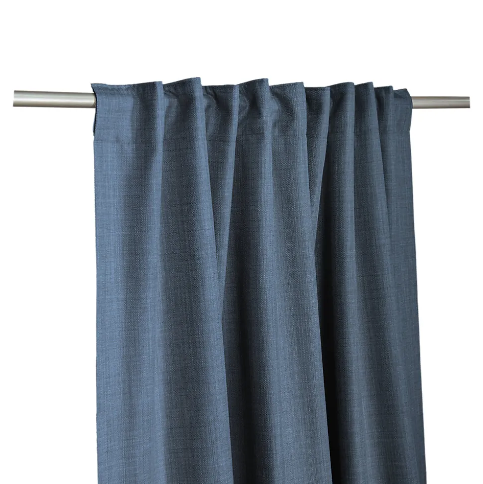 Rideau occultant galon fronceur, tissu effet tissé bleu marine H.300 x l.140cm, GoodHome Novan