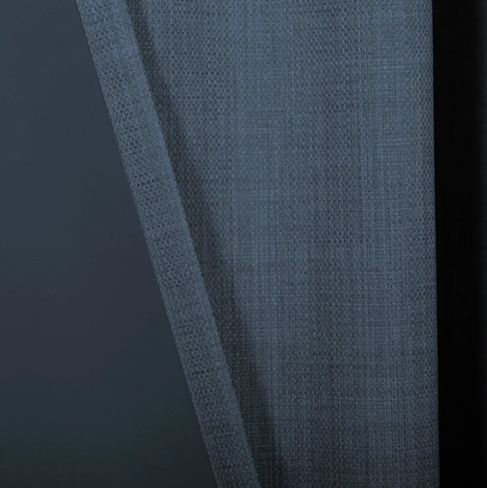 Rideau occultant galon fronceur, tissu effet tissé bleu marine H.300 x l.140cm, GoodHome Novan