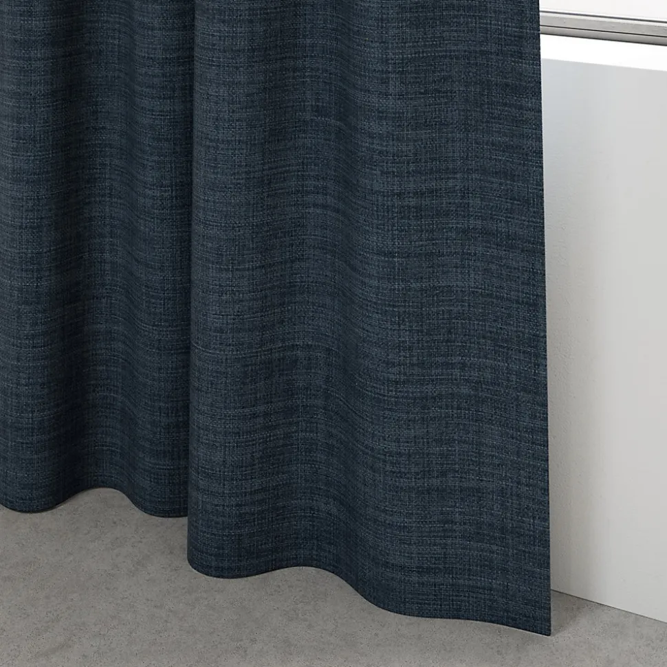 Rideau occultant galon fronceur, tissu effet tissé bleu marine H.300 x l.140cm, GoodHome Novan