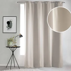 Rideau Occultant Grande Hauteur 135 x 280 cm Uni Ivoire À Œillets