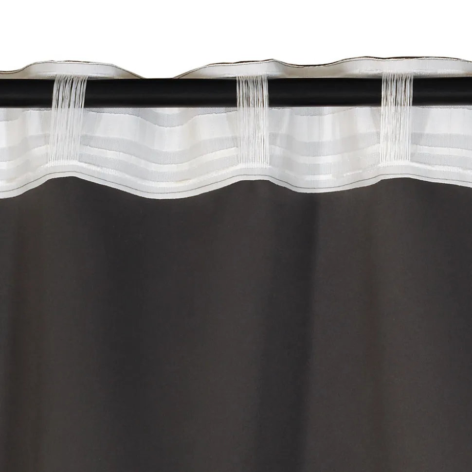Rideau occultant ignifugé 100% en polyester, 140x260 cm, gris foncé, finition galon fronceur